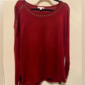 Westport Women’s Size XL top/blouse - Burgundy with gold stud accent
